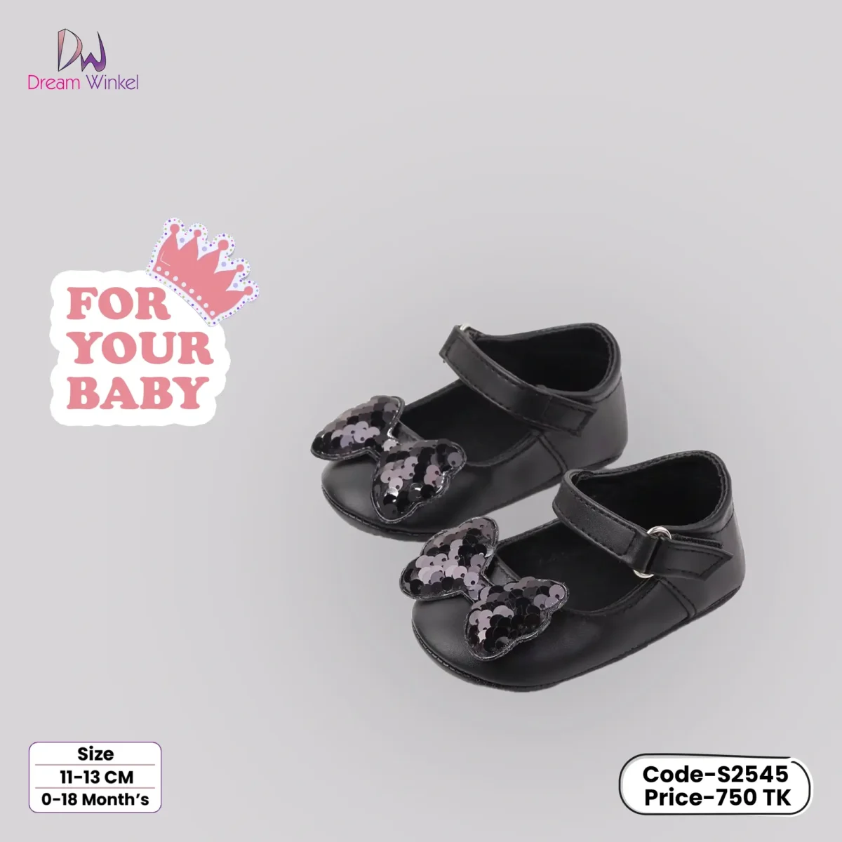 Baby Shoes Spring and Autumn Newborn Kids Bow Cute Princess Shoes-Black
