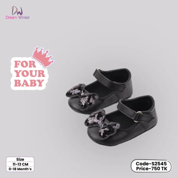 Baby Shoes Spring and Autumn Newborn Kids Bow Cute Princess Shoes-Black