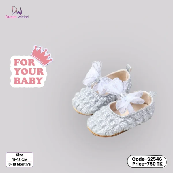 Soft Baby Shoes Flat Anti-slip Sole High Quality-Silver